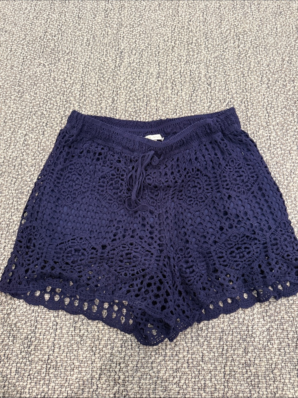 La Blanca Navy Crochet Lace Drawstring Shorts